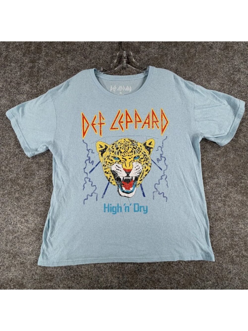 Def Leppard Graphic T-Shirt Womens XL Light Blue High N Dry 1981 Album Rock Band